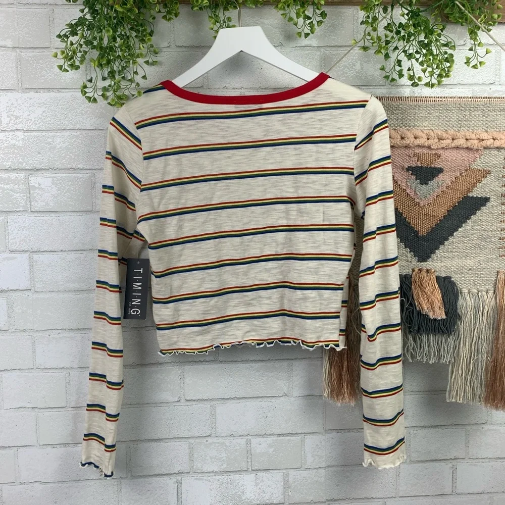 Timing Retro Striped Crop Top Size Medium